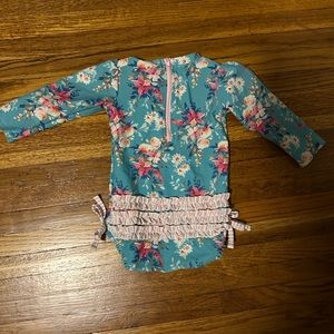 Rufflebutts swimsuit. Long sleeve floral, baby girl.